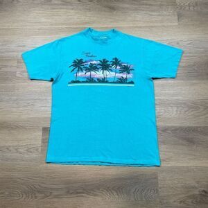 Vintage Shirt Mens Large Blue Santa Barbara California 90s Single Stitch